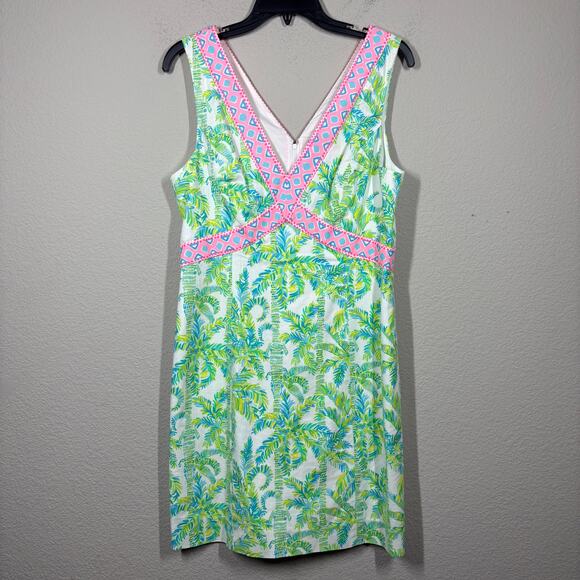 Lilly Pulitzer 10 Lanora Fresh Citrus Keep Palm Mini Sheath Dress Green Cotton - Picture 2 of 10